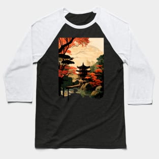 Traditional Japanese Temple Garden Landscape Baseball T-Shirt